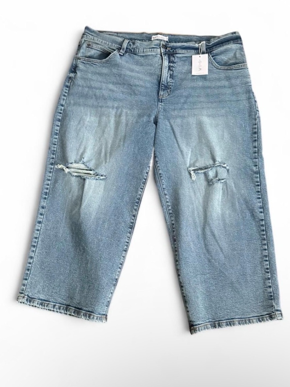 Jessica Simpson Light Wash Boyfriend Distressed Denim Size 18